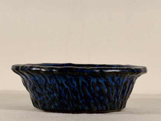 Preowned Japanese Tokoname Glazed Round Bonsai Pot Has Patina - 6.25” By 2”