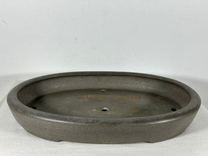 Preowned Japanese Tokoname Unglazed Oval Shallow Bonsai Pot Seizan - 14” By 10”