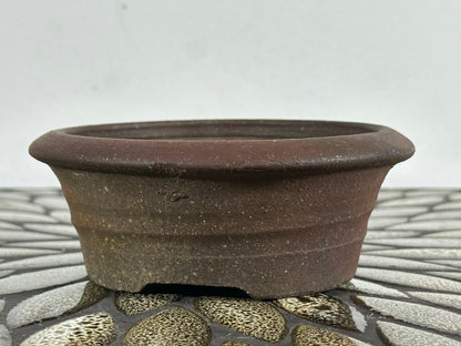 New Japanese Tokoname Unglazed Round Bonsai Pot Katu - 5.25” By 2”