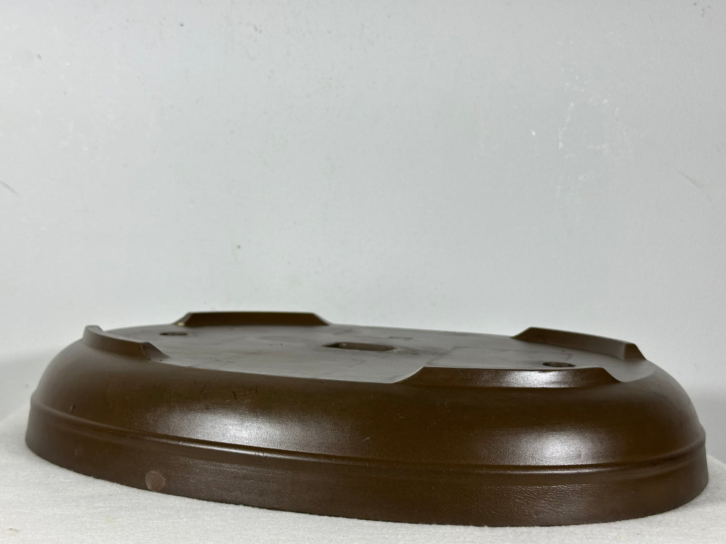 Preowned Japanese Tokoname Unglazed Oval Bonsai Pot has Stamp - 15.25” By 11.75”