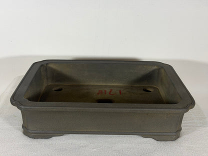 Preowned Japanese Tokoname Unglazed Rectangular Bonsai Pot Housei - 12.25” x 9.25” x 2 7/8”