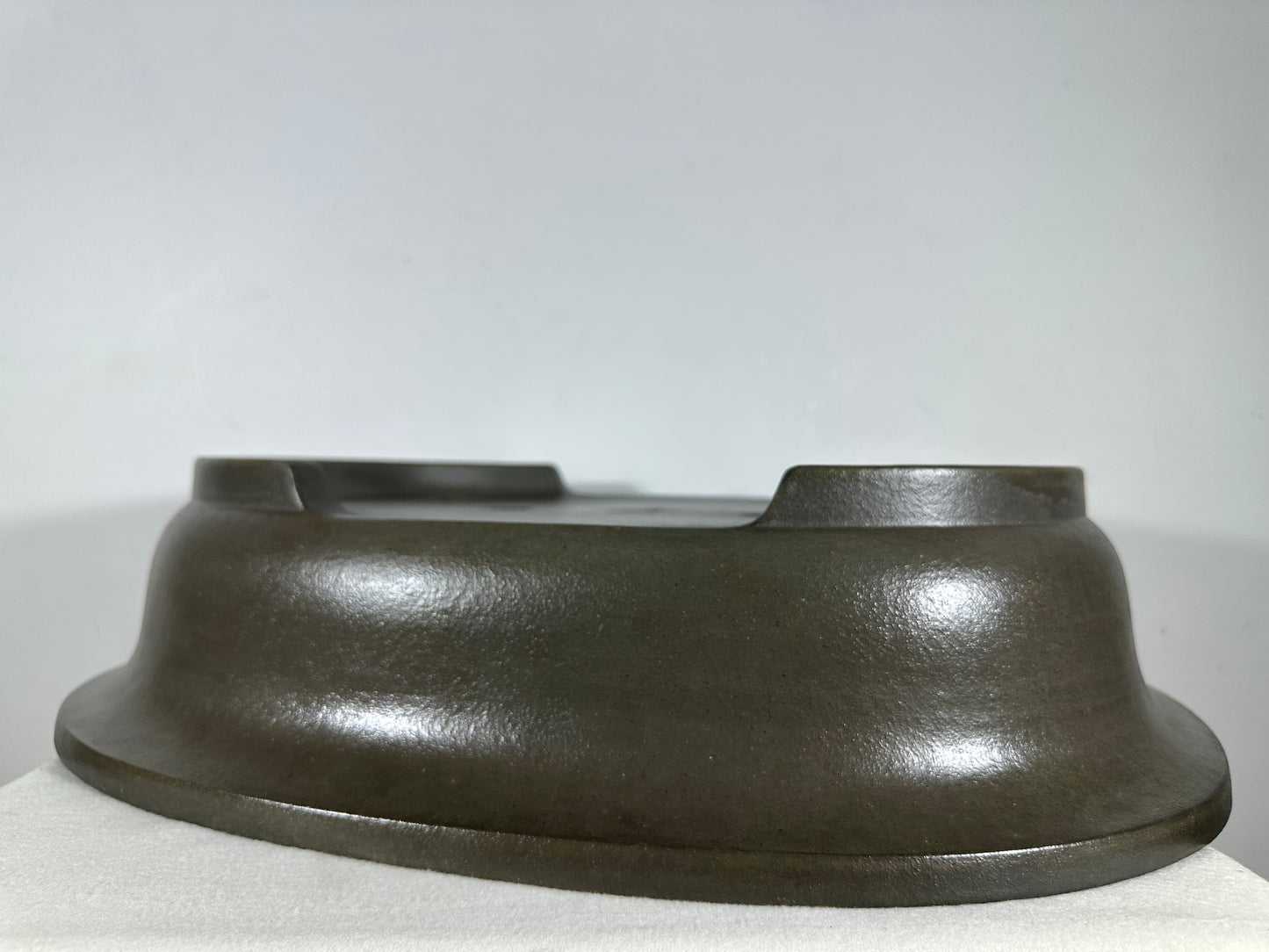 Preowned Japanese Tokoname Unglazed Oval Bonsai Pot Seizan - 20.5” By 16.25”