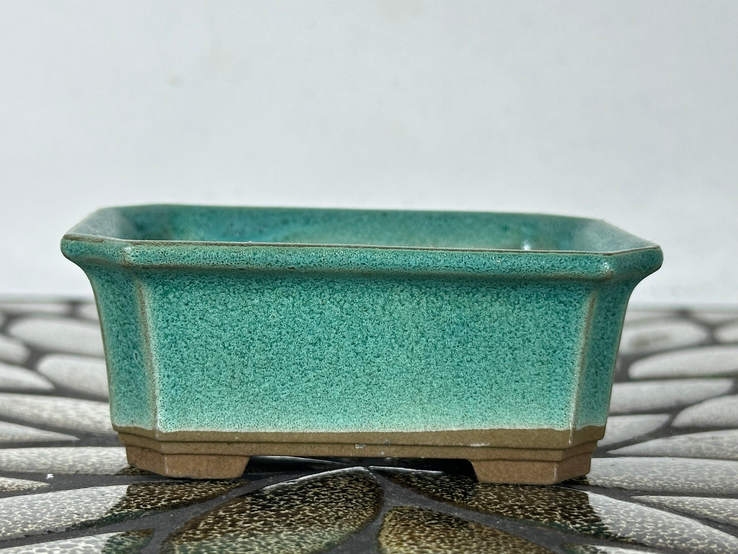 Preowned Japanese Tokoname Glazed Rectangular Bonsai Pot - 3.5” By 2.75”