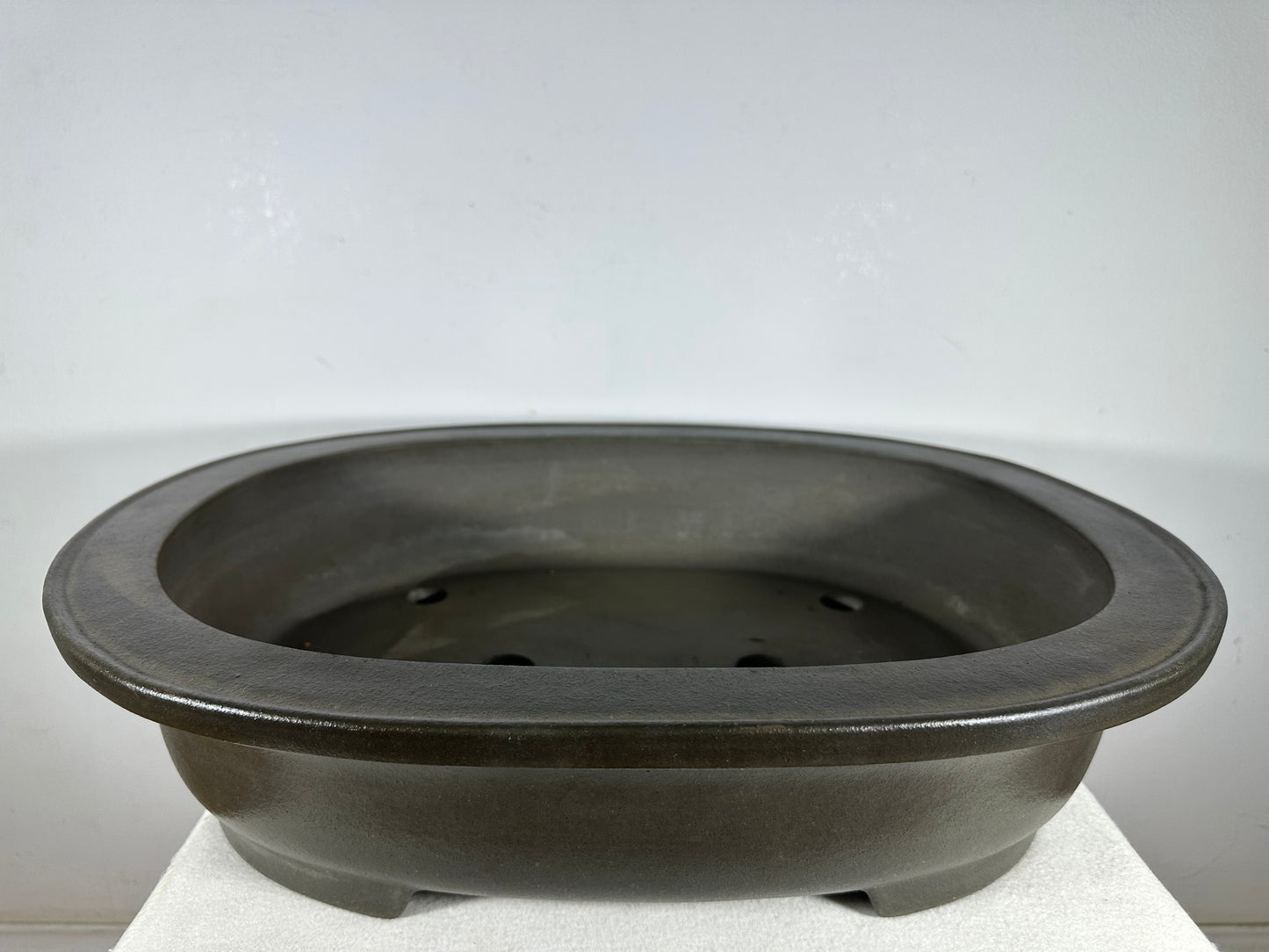 Preowned Japanese Tokoname Unglazed Oval Bonsai Pot Seizan - 20.5” By 16.25”