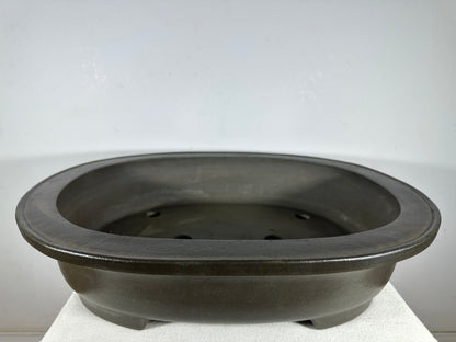 Preowned Japanese Tokoname Unglazed Oval Bonsai Pot Seizan - 20.5” By 16.25”