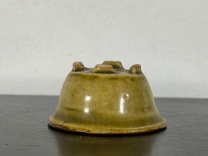 Preowned Vintage Japanese Tokoname Glazed Oval Bonsai Pot Mutou - 2” By 1.75”