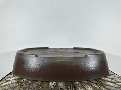Preowned Japanese Tokoname Unglazed Oval Bonsai Pot Yamaaki - 16.75” By 13.25”