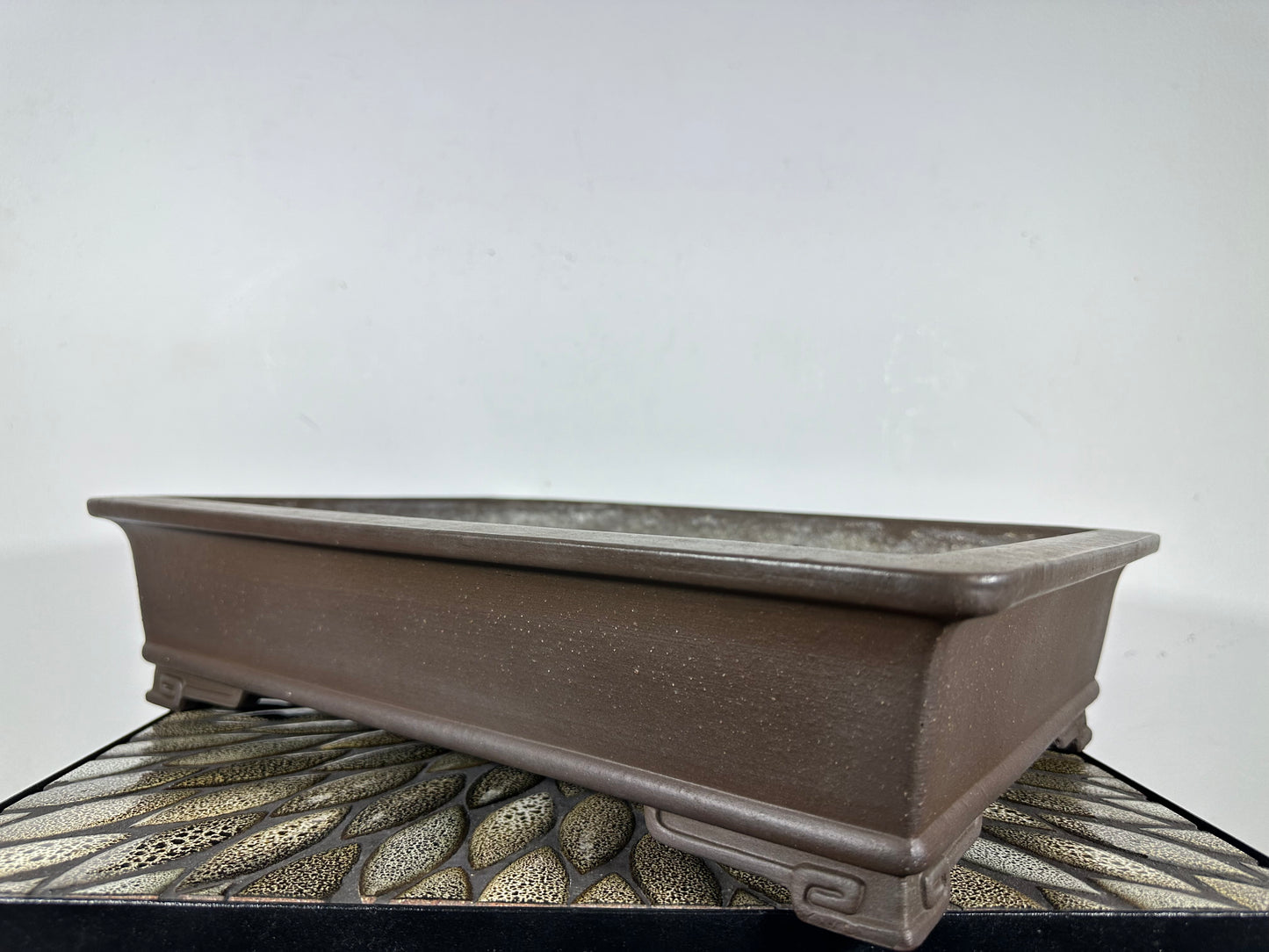 Preowned Vintage Japanese Tokoname Unglazed Rectangular Bonsai Pot Kataoka - 16.5” By 11.75”