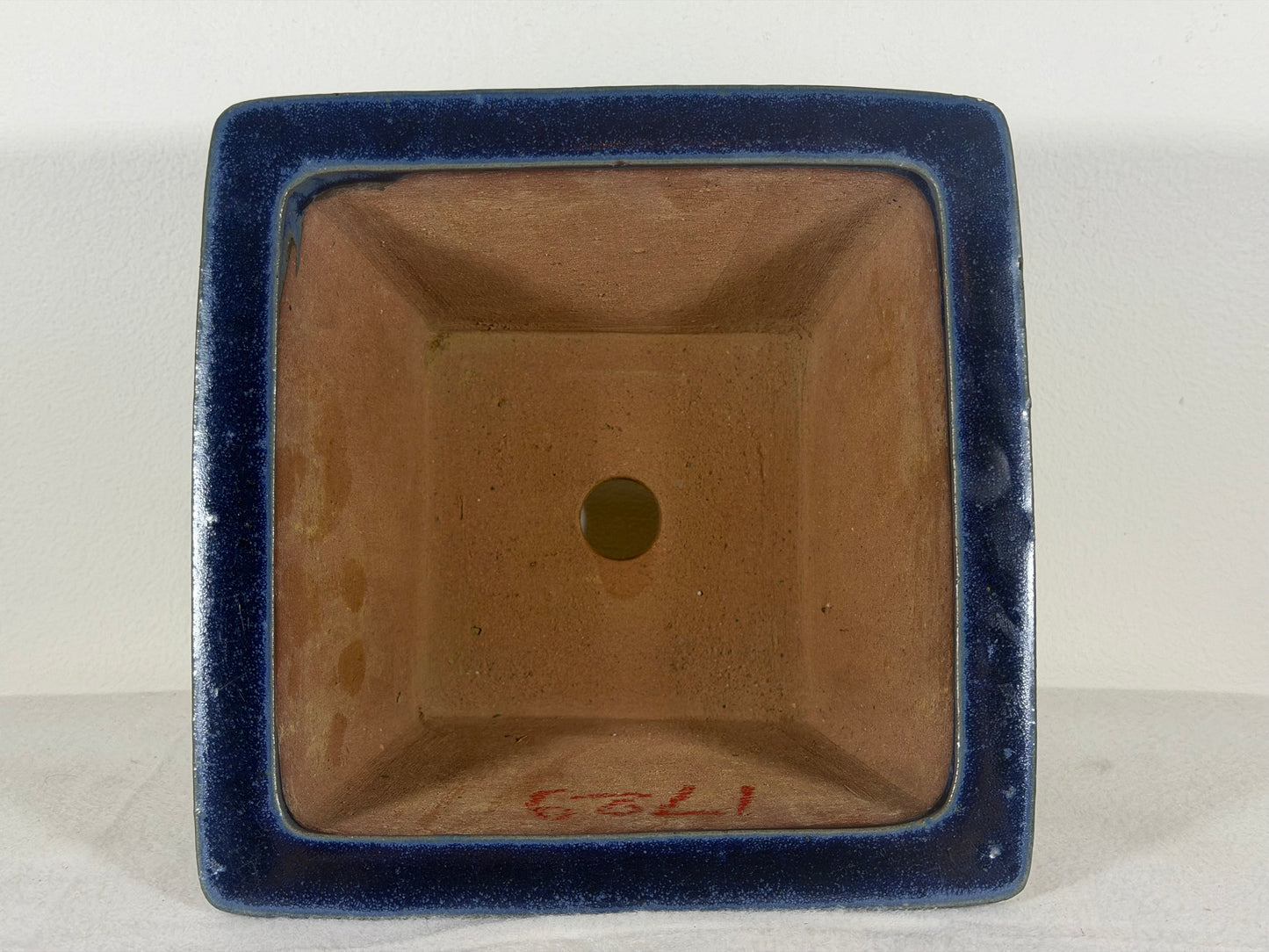 Preowned Japanese Tokoname Glazed Square Bonsai Pot Youzan - 7.75” By 5.25”