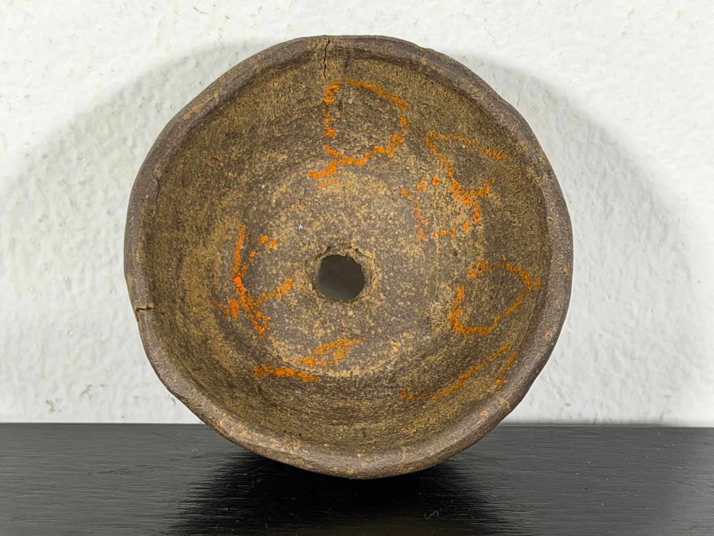 Preowned Vintage Japanese Tokoname Unglazed Round Bonsai Pot Machinao - 2” By 1”