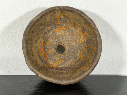 Preowned Vintage Japanese Tokoname Unglazed Round Bonsai Pot Machinao - 2” By 1”