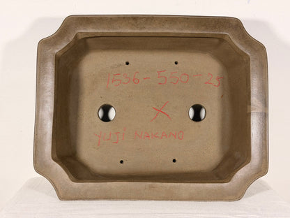 Preowned Japanese Tokoname Unglazed Rectangular Bonsai Pot Yuuji Nakano - 14.25” By 11.5”