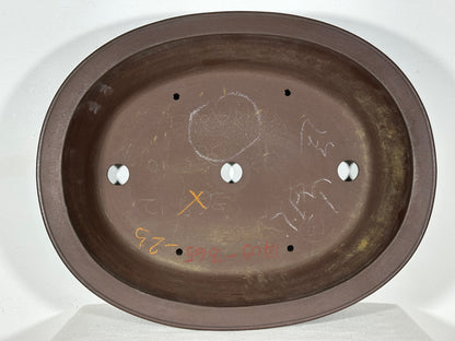 Preowned Japanese Tokoname Unglazed Oval Bonsai Pot Yamaaki - 18” By 14.5”