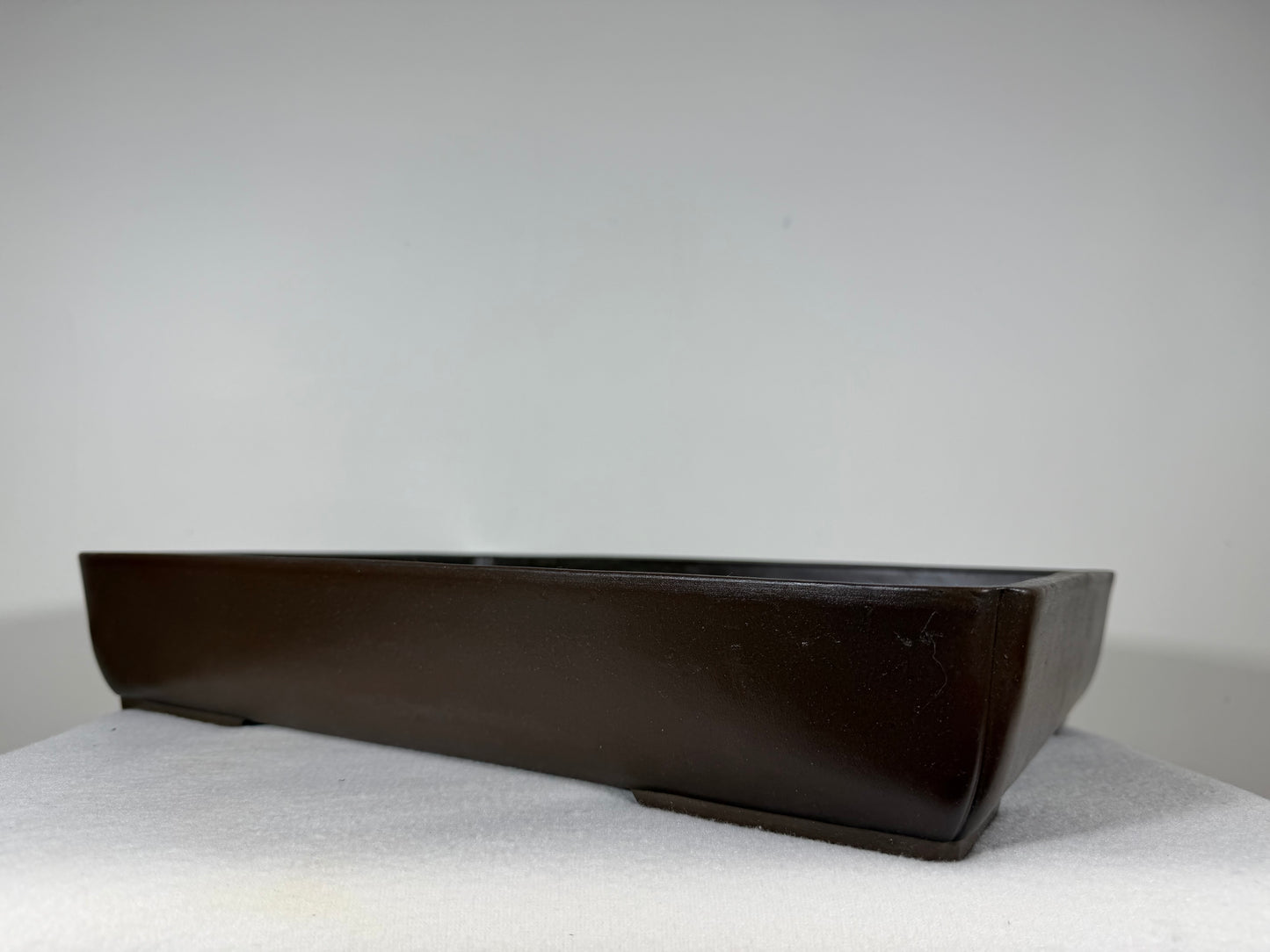Preowned Japanese Tokoname Unglazed Rectangular Bonsai Pot Ogawa - 15.75” By 11”