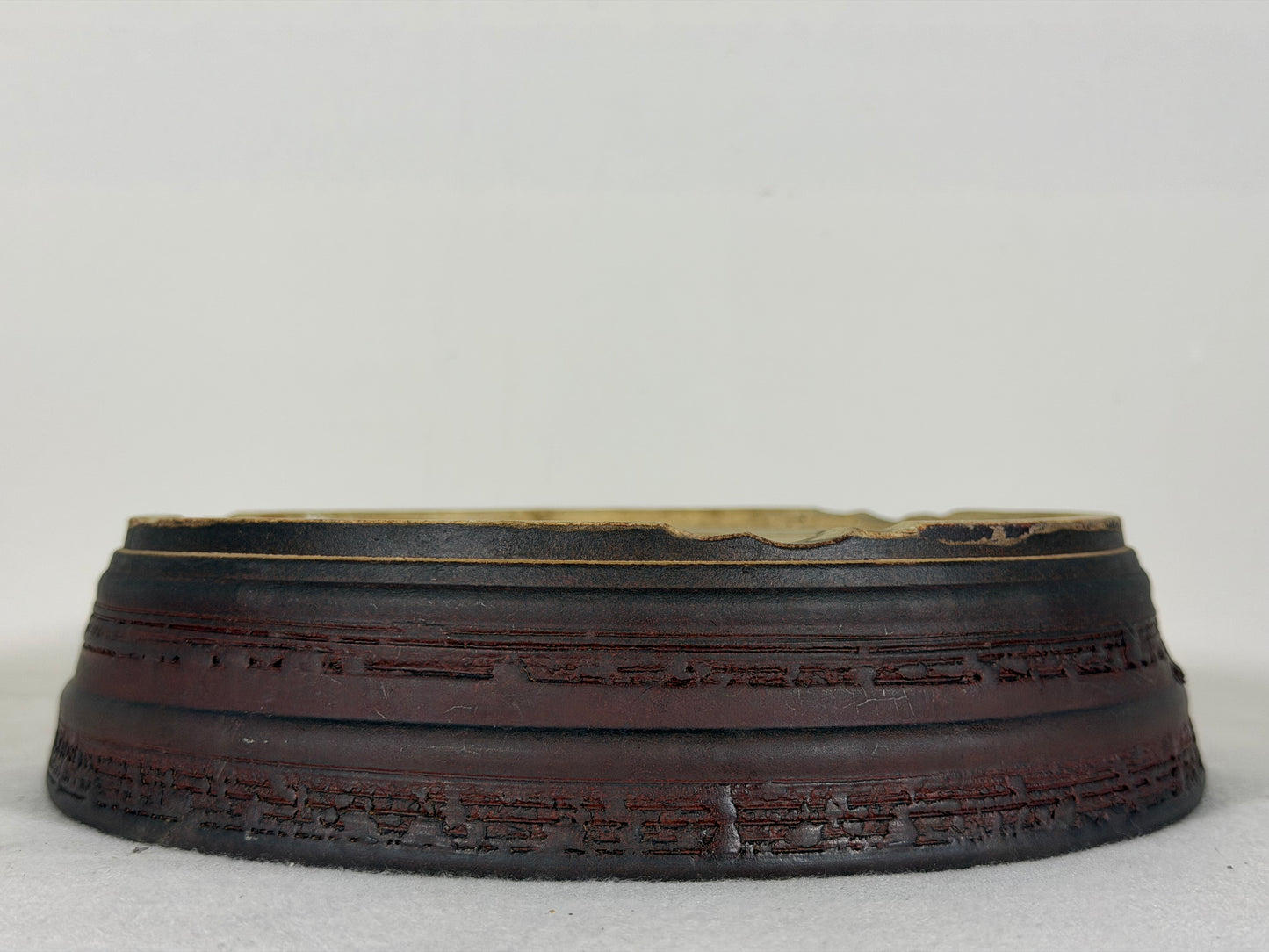 Preowned Japanese Tokoname Unglazed Round Bonsai Pot - 9.25” By 2.25”