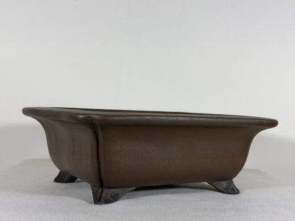 Preowned Japanese Tokoname Rectangular Bonsai Pot Gyouzan Nakano - 11” By 9”