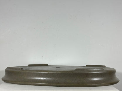 Preowned Japanese Tokoname Unglazed Oval Shallow Bonsai Pot Seizan - 20.5” By 14.75”