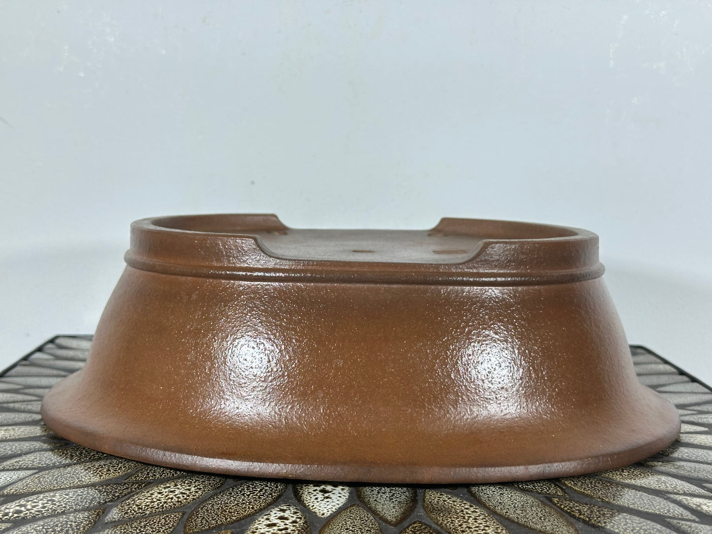 Preowned Japanese Tokoname Unglazed Oval Bonsai Pot Seizan - 12.5” By 10.5”