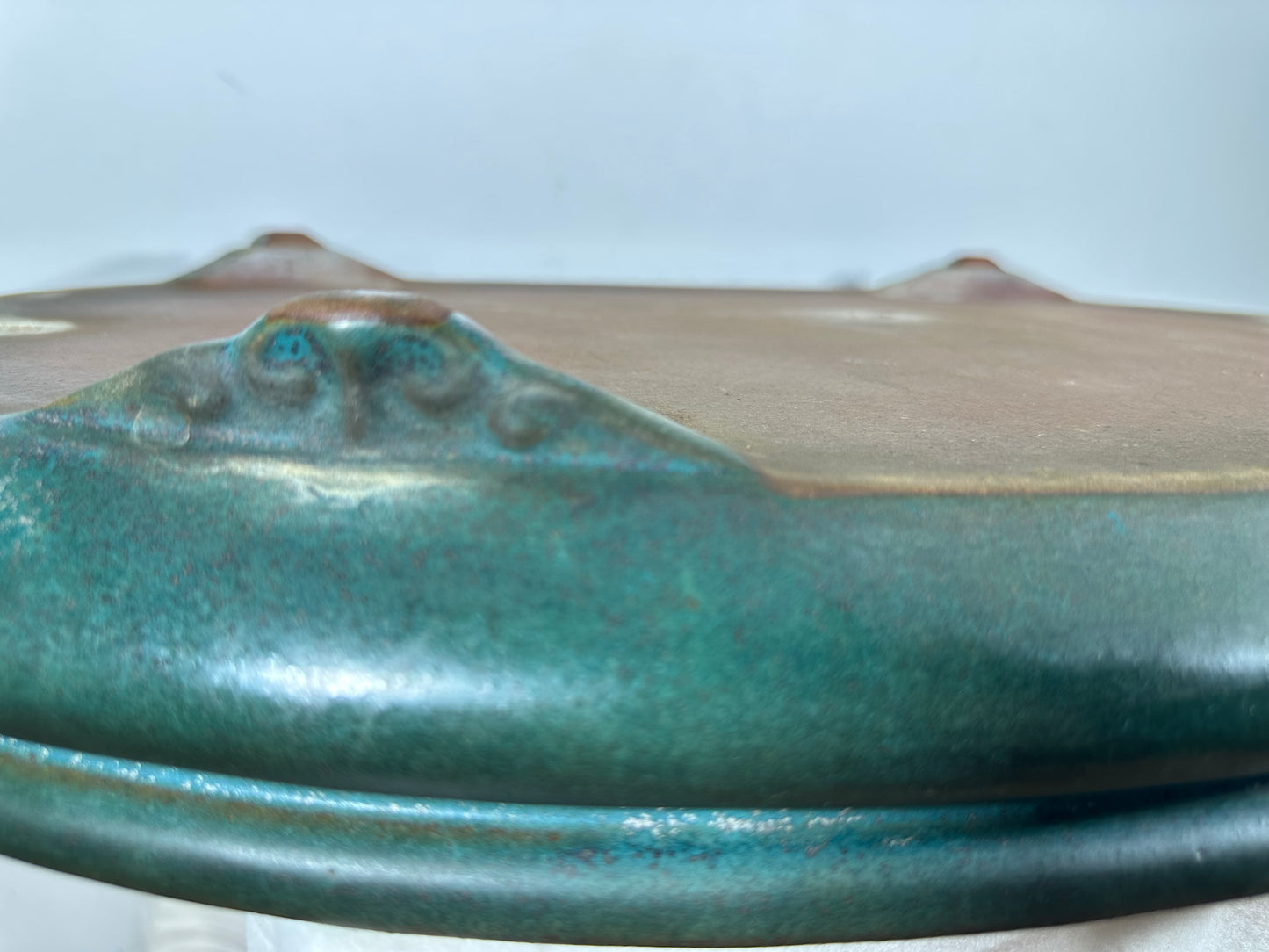 Preowned Vintage Japanese Tokoname Glazed Shallow Oval Bonsai Pot Reiho - 25.75” By 18.5”