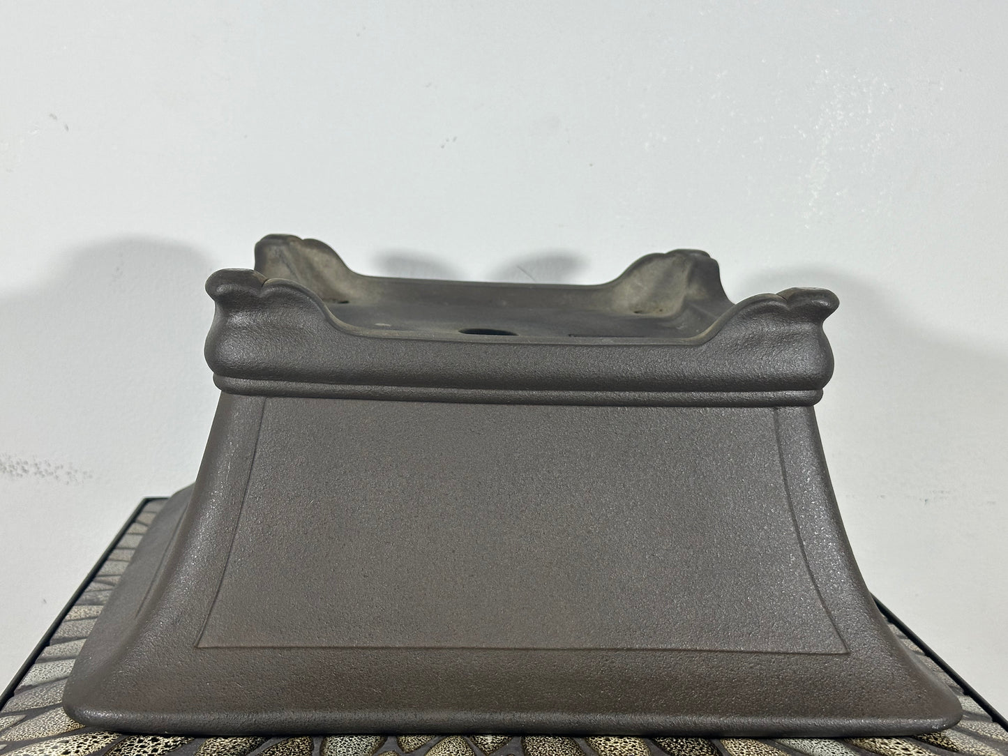 Preowned Japanese Tokoname Unglazed Square Semi Cascade Bonsai Pot Yamaaki - 14.25” By 6.75”