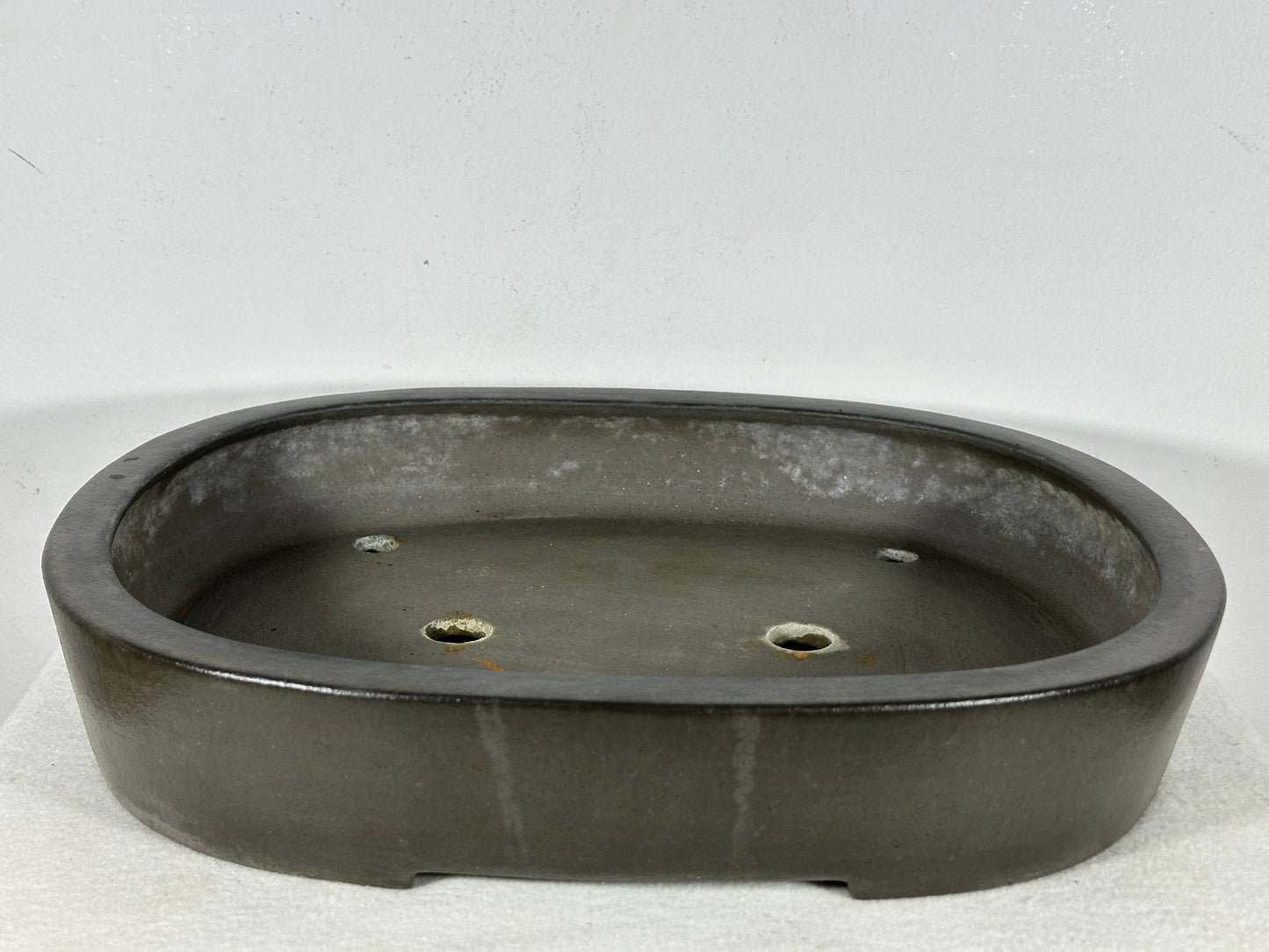 Preowned Japanese Tokoname Unglazed Oval Bonsai Pot Seizan - 14.75” By 11.75”