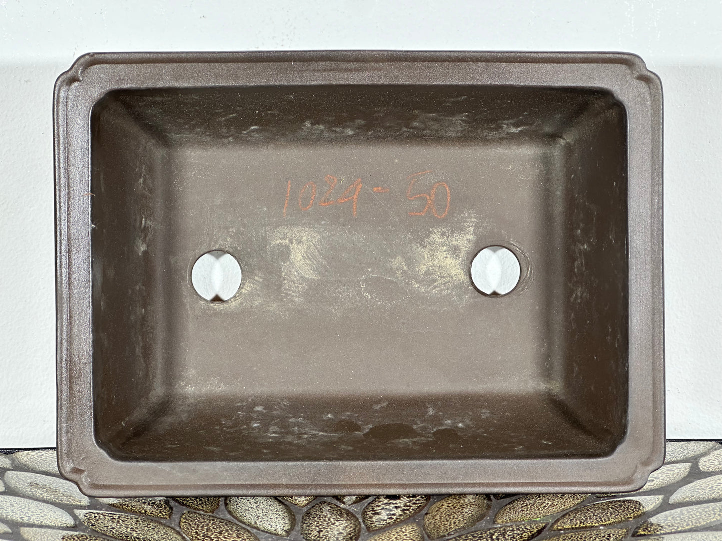 Preowned Japanese Tokoname Unglazed Rectangular Bonsai Pot - 9.75” By 7.25”