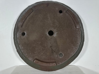 Preowned Japanese Tokoname Unglazed Round Shallow Bonsai Pot Syousen - 17.25” By 2.25”