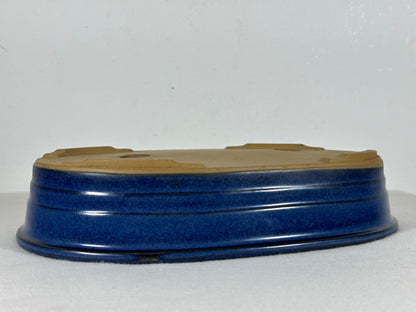 Preowned Japanese Tokoname Glazed Oval Bonsai Pot - 10.5” By 7”