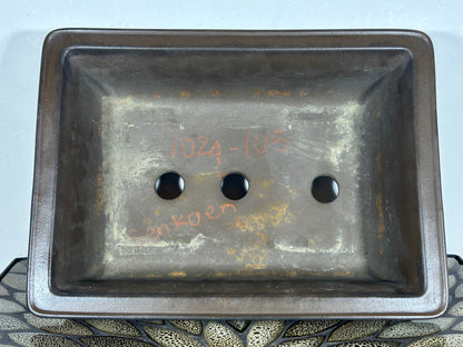 Preowned Japanese Tokoname Unglazed Rectangular Bonsai Pot Senkoen - 12” By 8.75”