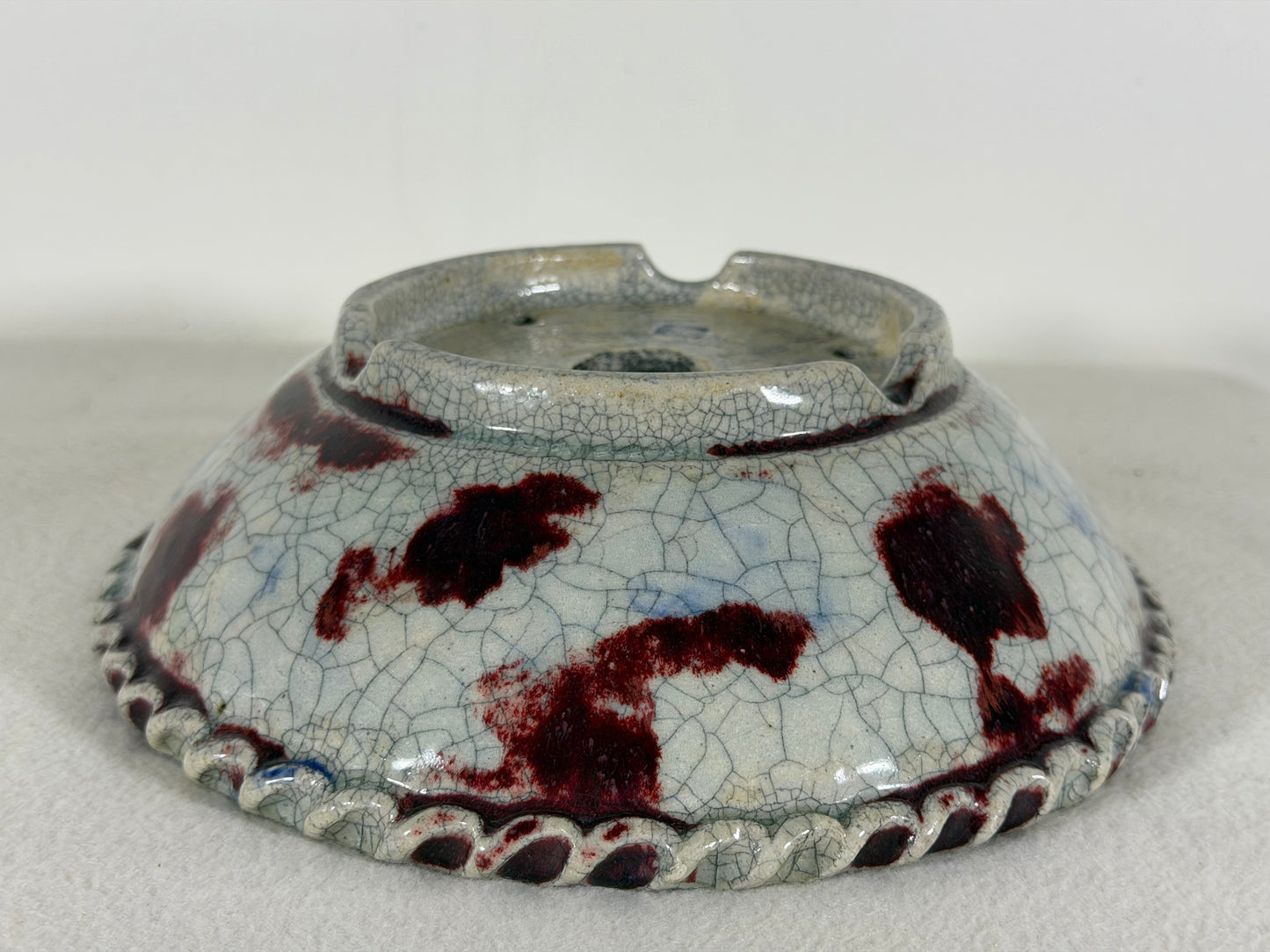 Preowned Japanese Tokoname Glazed Round Bonsai Pot Bunzan - 8.75” By 2 5/8”
