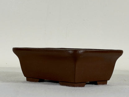 Preowned Japanese Tokoname Unglazed Rectangular Bonsai Pot Yamaaki - 4.5” x 3.5” x 1 5/8”