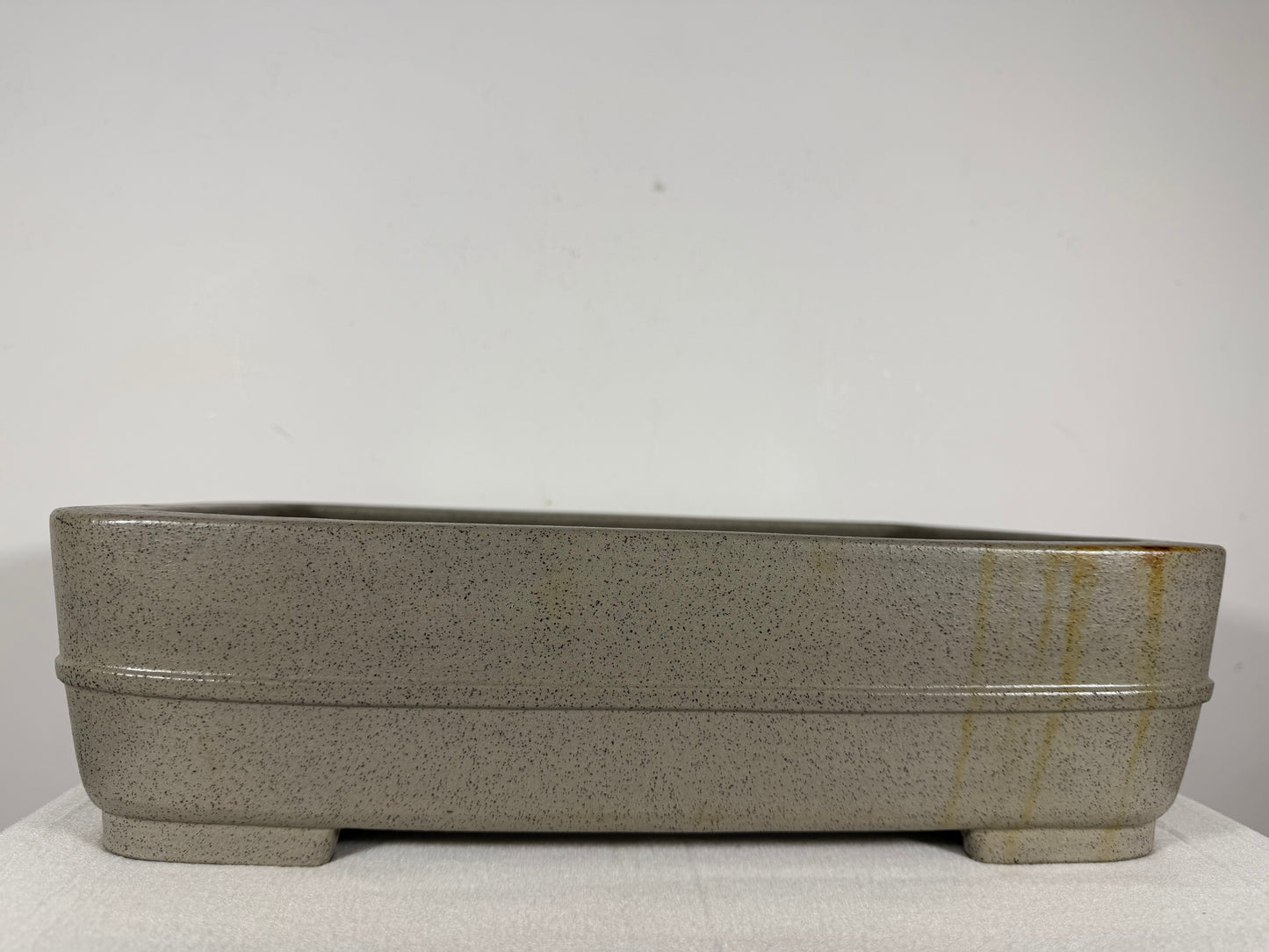 Preowned Japanese Tokoname Unglazed Rectangular Bonsai Pot Seizan - 15” By 10.75”