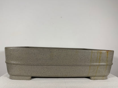 Preowned Japanese Tokoname Unglazed Rectangular Bonsai Pot Seizan - 15” By 10.75”