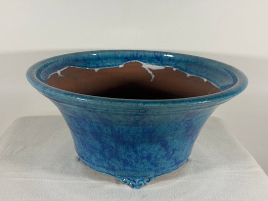 New Japanese Tokoname Glazed Round Bonsai Pot Syuhou Yoshimura - 12.5” By 6”
