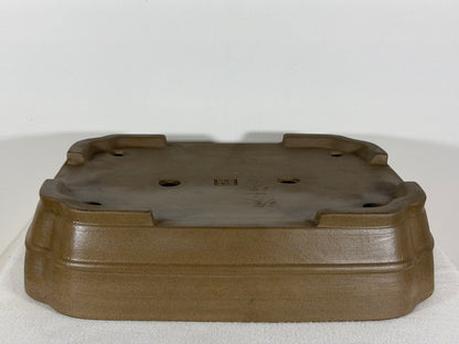 Preowned Japanese Tokoname Unglazed Rectangular Bonsai Pot Sykouzan - 14.25” By 11.25”