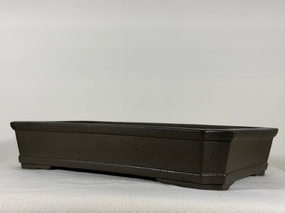 Preowned Japanese Tokoname Unglazed Rectangular Bonsai Pot Yamaaki - 13” By 8.75”