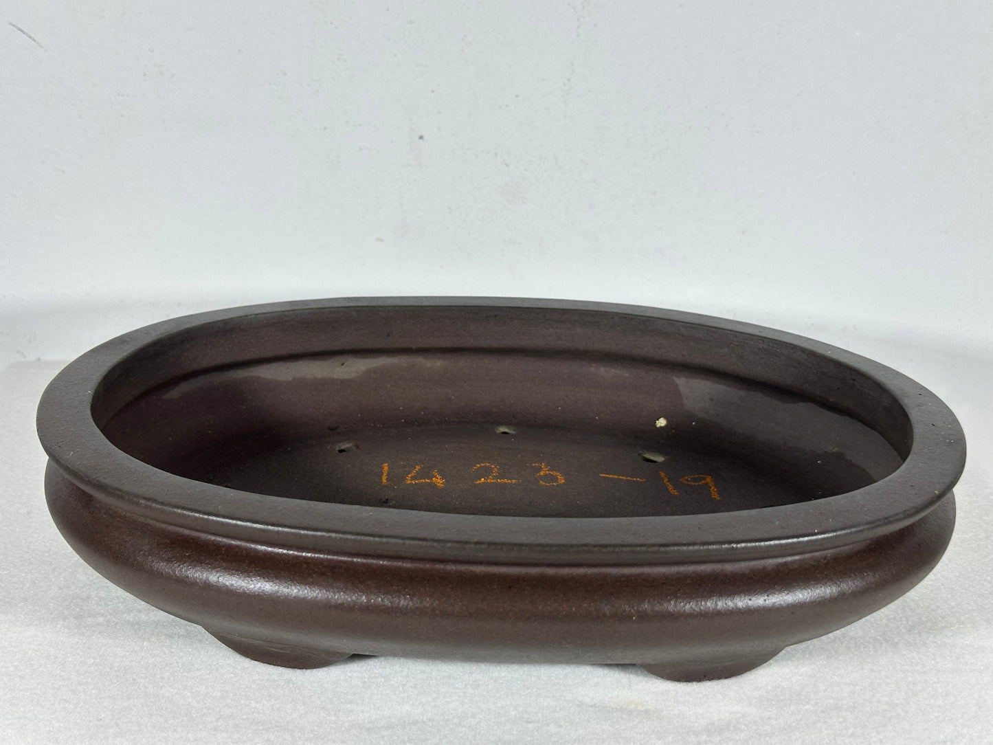 Preowned Japanese Tokoname Unglazed Bag Style Bonsai Pot Yamaaki - 11.75” By 8.5”