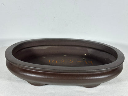Preowned Japanese Tokoname Unglazed Bag Style Bonsai Pot Yamaaki - 11.75” By 8.5”