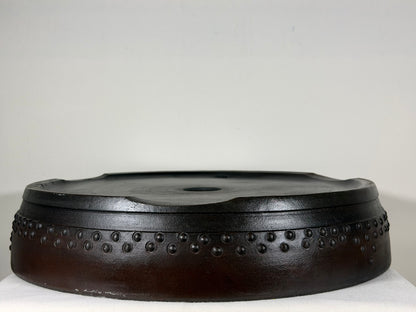 Preowned Japanese Tokoname Unglazed Drum Style  Bonsai Pot Touyou - 18” By 3 5/8”