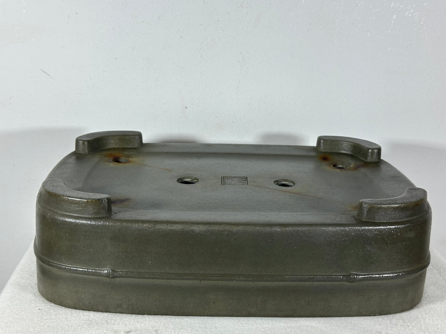 Preowned Japanese Tokoname Unglazed Rectangular Bonsai Pot Seizan - 13.75” By 9.75”