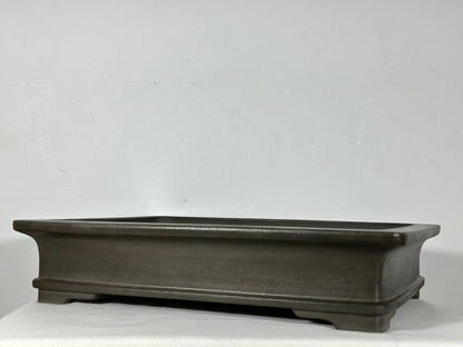 Preowned Japanese Tokoname Unglazed Rectangular Bonsai Pot Seizan - 15.25” By 11.25”