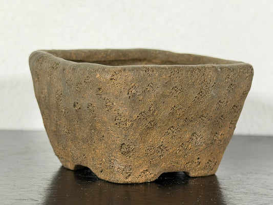 Preowned Japanese Tokoname Unglazed Square Bonsai Pot - 2.25” By 1.25”