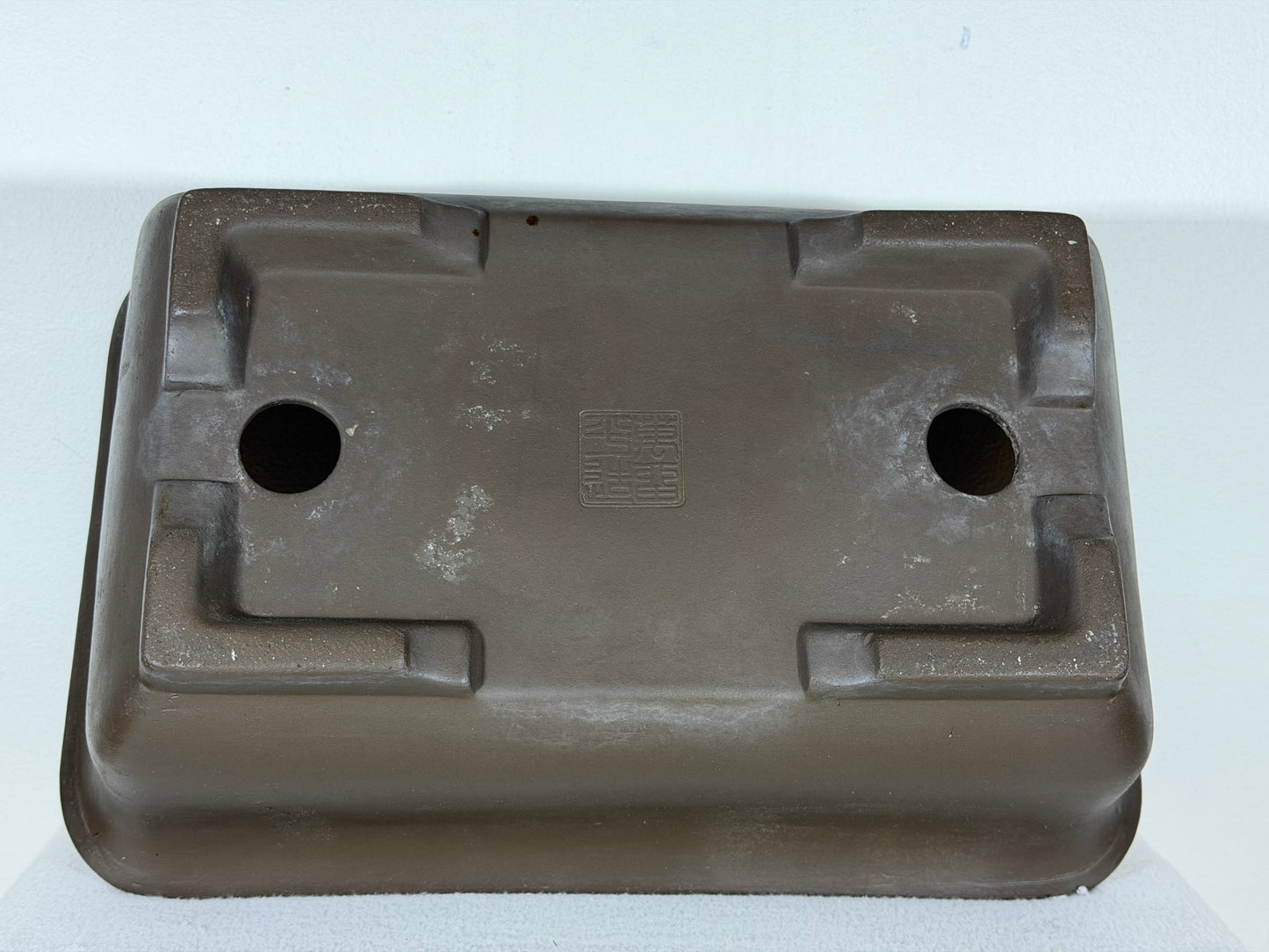 Preowned Vintage Japanese Tokoname Unglazed Rectangular Bonsai Pot Maruhei - 15.5” By 10.25”
