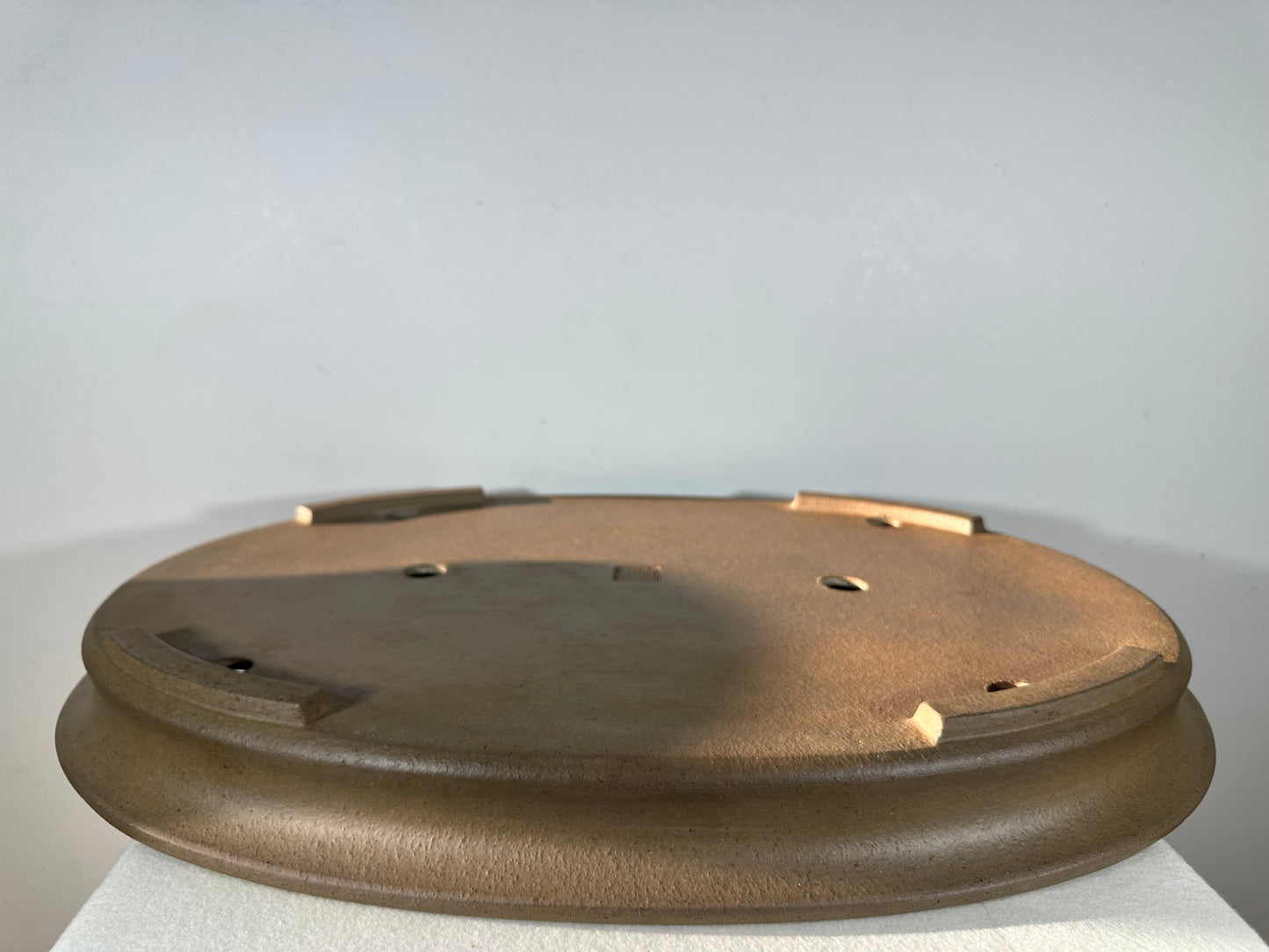 Preowned Japanese Tokoname Ungkazed Oval Shallow Bonsai Pot Seizan - 23.25” By 16.75”