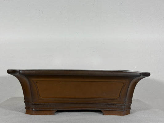 Preowned Japanese Tokoname Unglazed Rectangular Bonsai Pot Bigei - 12” By 9.25”