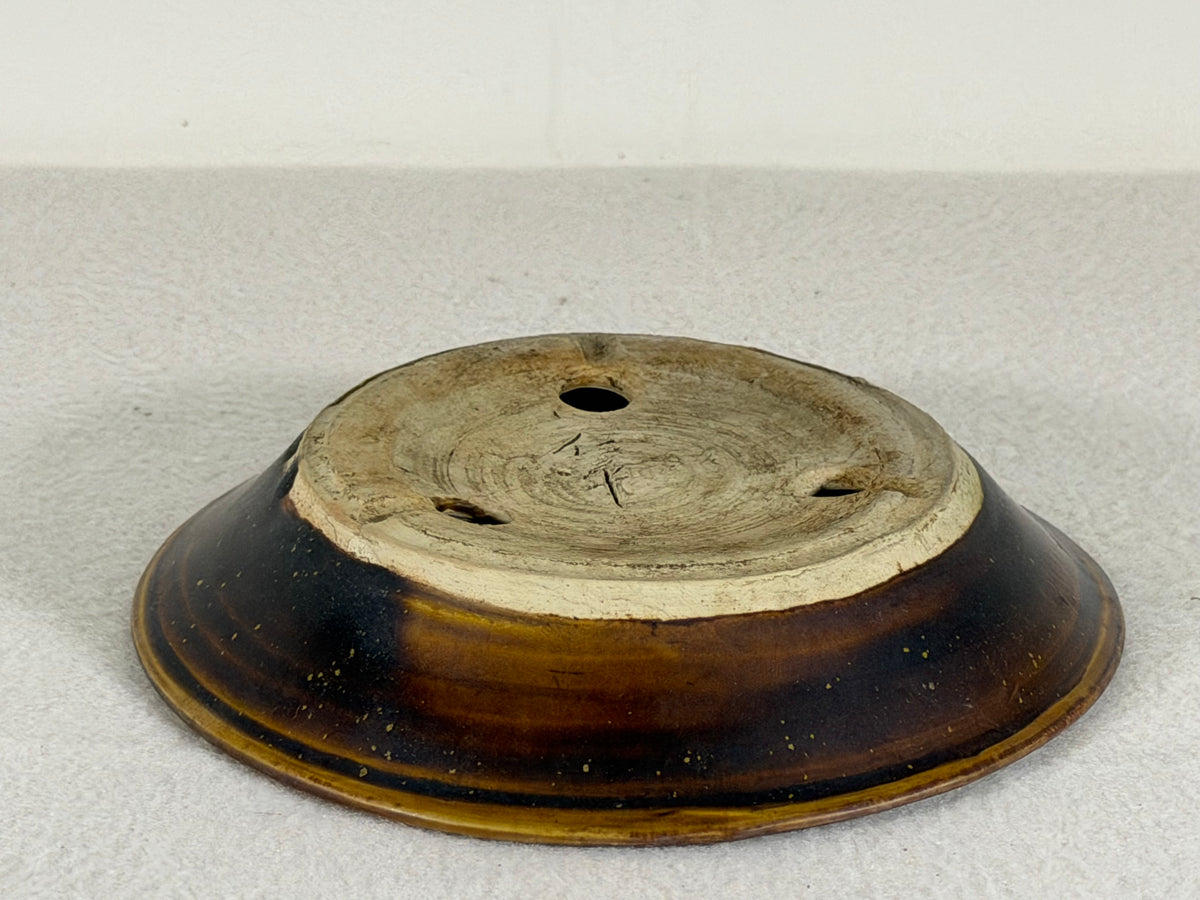 Preowned Japanese Tokoname Glazed Nanban Style Bonsai Pot Nihei - 6” By 1”