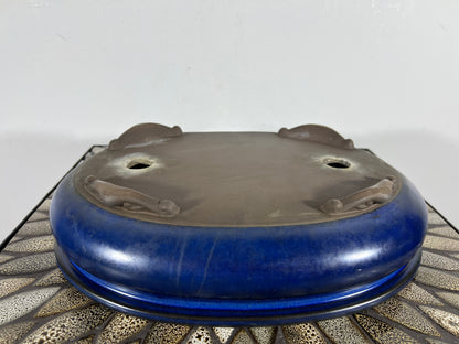 Preowned Japanese Tokoname Bag Style Bonsai Pot with Patina - 12.5” By 9.25”