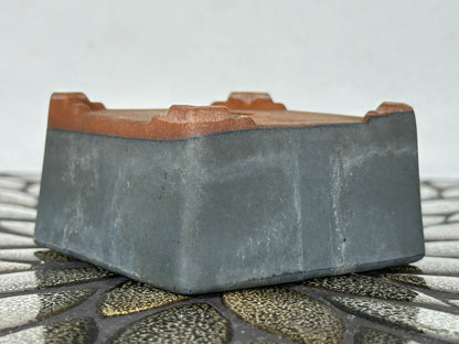 Preowned Japanese Tokoname Glazed Square Bonsai Pot with Stamp - 3.35” By 1 5/8”