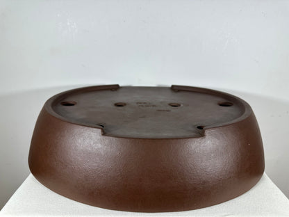 Preowned Japanese Tokoname Unglazed Oval  Bonsai Pot Yamaaki - 19” By 15.75”