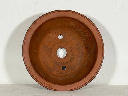 Preowned Japanese Tokoname Round Bonsai Pot Yamaaki - 7” By 2.75”